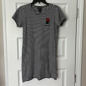 Black and White Striped No Thanks T-Shirt Dress